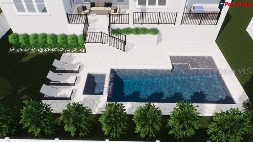 4629 W Longfellow, South Tampa &ndash; Pool and backyard (rendering)