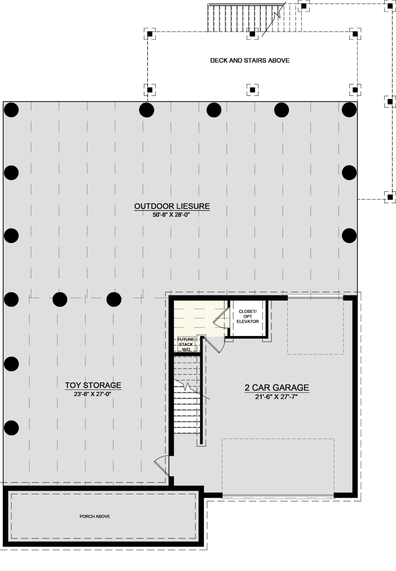 2312 S Occident ground level plan with outdoor leisure area and toy storage