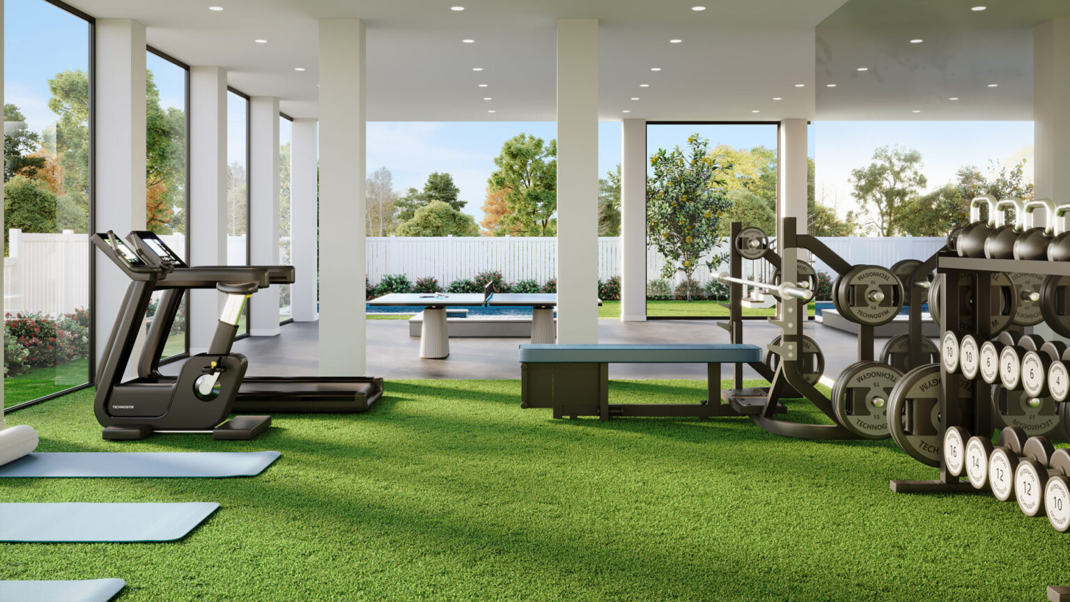 2312 S Occident ground level: Concept rendering: fitness room